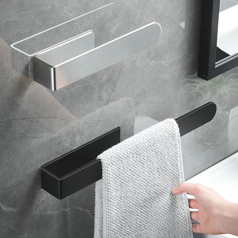 

Non-Punch Towel Rack Bathroom Shelf Simple Space Aluminum Towel Bar Self Adhesive Fixation Kitchen Towel Holder Towel Hanger