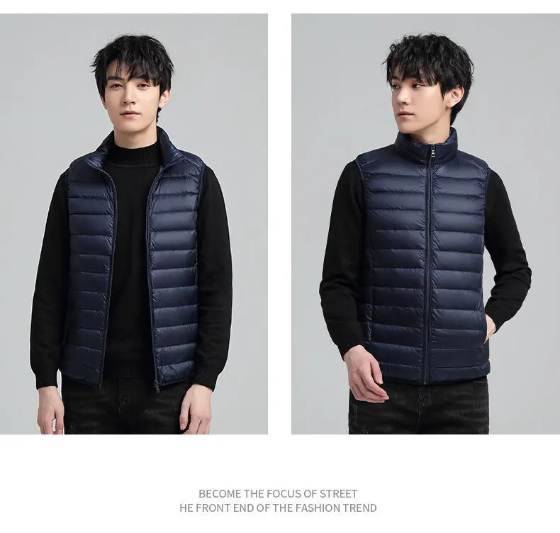 Графеновые самонагревающиеся пуховые жилеты мужские однотонные ветрозащитные