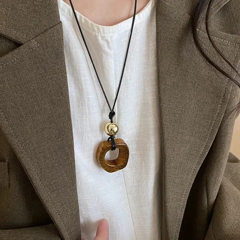 HMKEA Винтажное ожерелье с кулоном из смолы