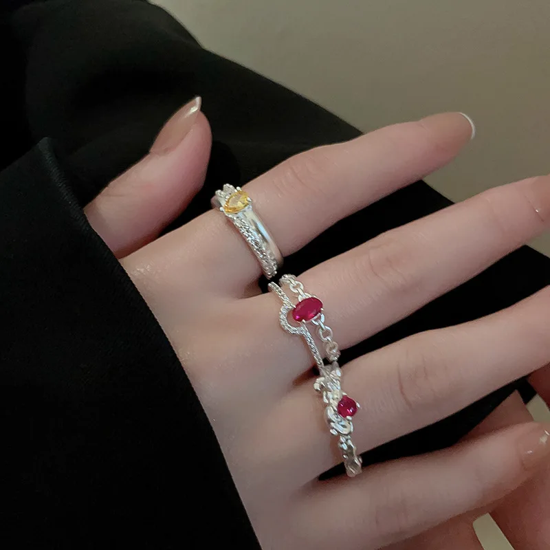 

RACHELZ Sweet Water Drop Zircon Charm Ring Y2K Fashion Shiny Crystal Finger Rings For Women Party Jewelry Gift