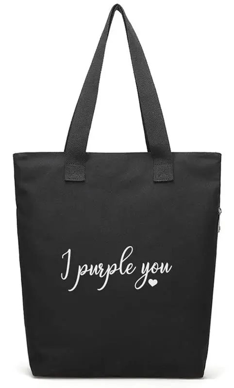 Kpop I Purple you Merchandise Work Tote Bags Merchandise Canvas Bookbag Shoulder Bag Hobo Crossbody Handbag Casual Tote Backpack