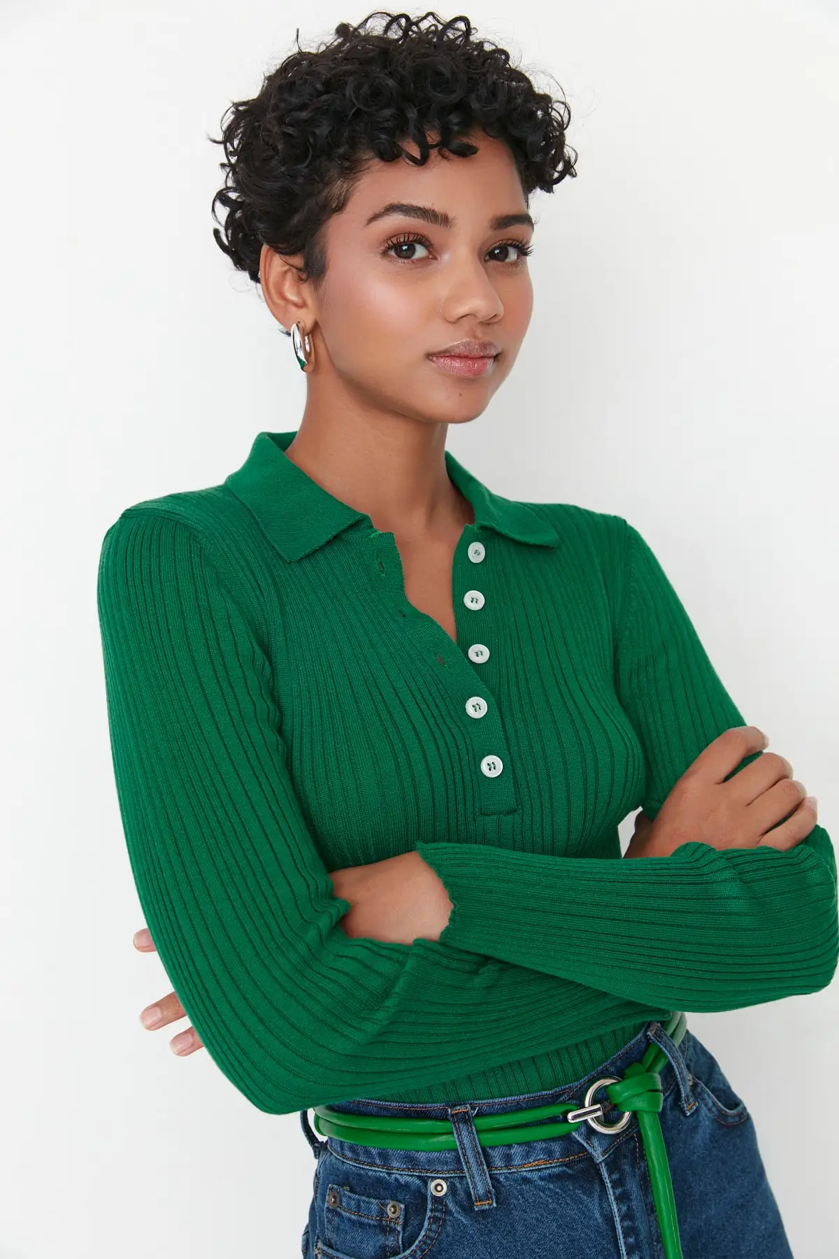 Women's Sweater Top Emerald green