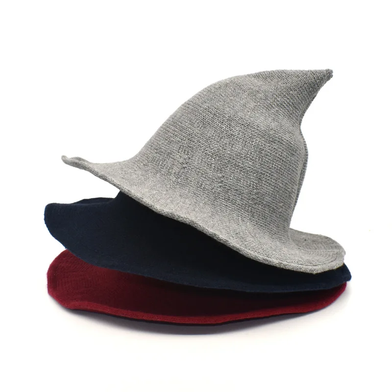 Wizard Hat Winter warm Bucket Hat For Women Pointed Basin hat  Halloween Wool Wizard Knitting Fisherman Hat 2022 MAXSITI U