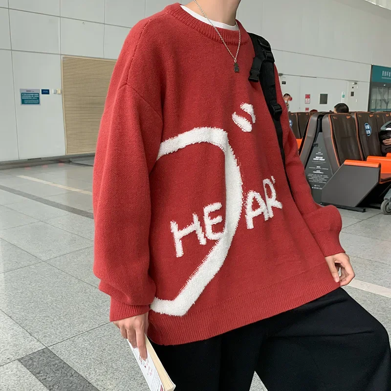 Осень-зима свободный теплый вязаный свитер мужская повседневная уличная верхняя