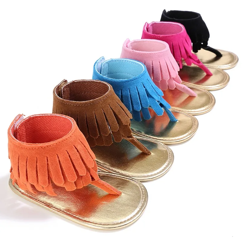 

2022 Baby Summer Shoes Newborn Infant Fashion Baby Boys Girls Leather Sandals Solid Fringe Shoes Toddler Infants Sizes 0-12M