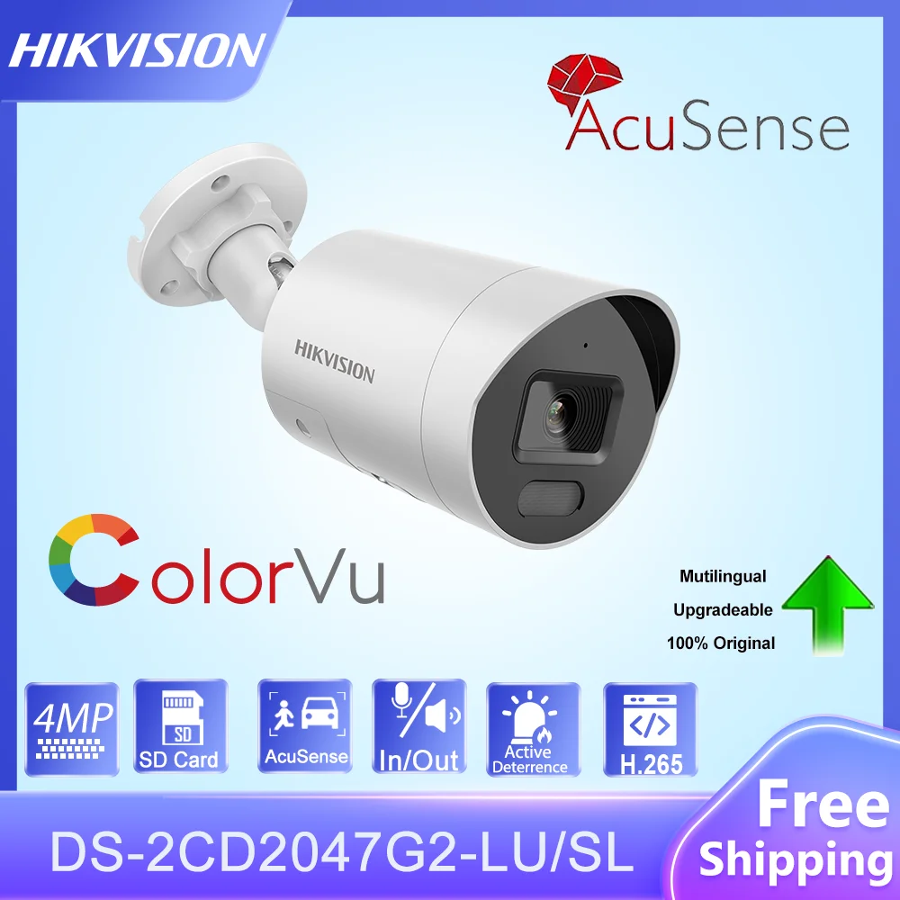 

Hikvision 4mp ColorVu Acusense цилиндрическая IP-камера DS-2CD2047G2-LU/SL двухстороннее аудио слот для SD-карты h.265 камера видеонаблюдения