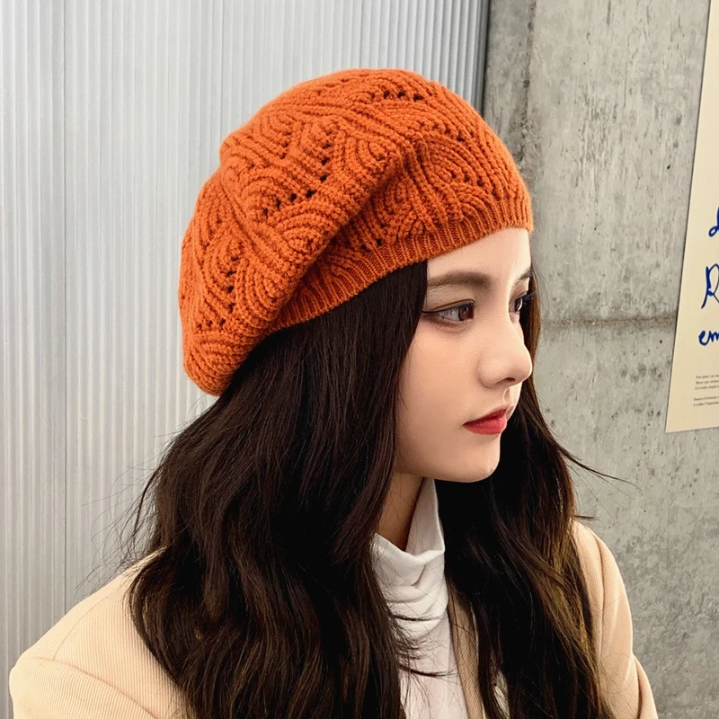 

MAXSITI U Winter Berets Caps For Women autumn New wool hollow hook flower knitting hat painter warm hat ladies hats