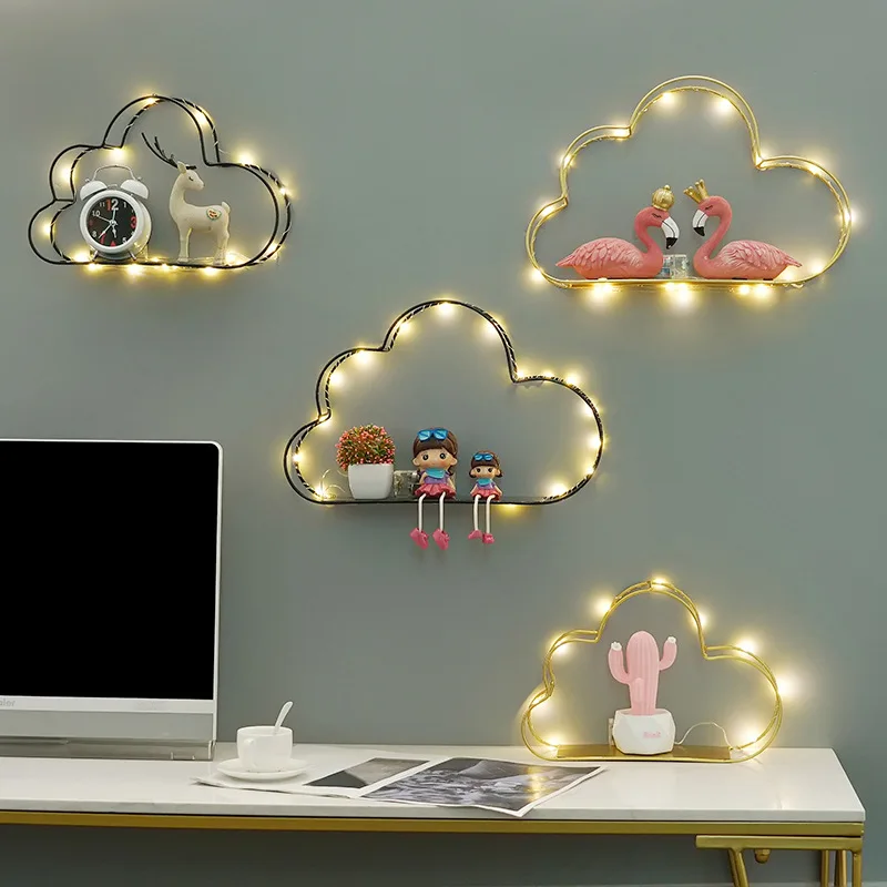 

Wall Storage Holders Racks Nordic Iron Cloud Living Room Bedroom Decor Wall Rack Wall Storage Hanging Wind Racks Decoration