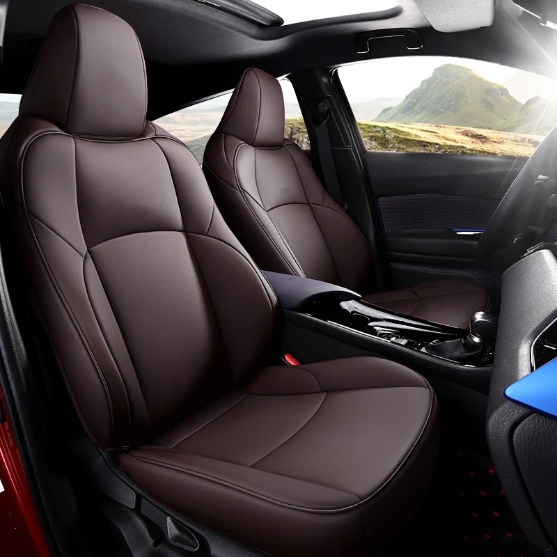 

Custom Fit Full Set Car Seat Covers for Select Toyota CHR 2017 2018 2019 2020 2021 2022 - Leatherette (Black with Red Trim)