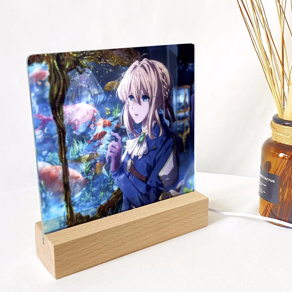 Аниме фиолетовый Evergarden ночник лампа настольная светодиодная для декора комнаты