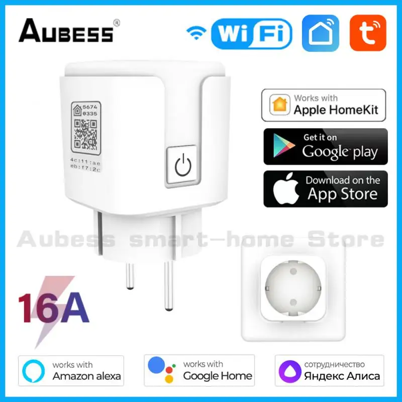 

Aubess WiFi TUYA 16A Smart Plug HomeKit Wireless APP Remote Control Voice Control Alexa Yandex Alice Google Home Power Outlet