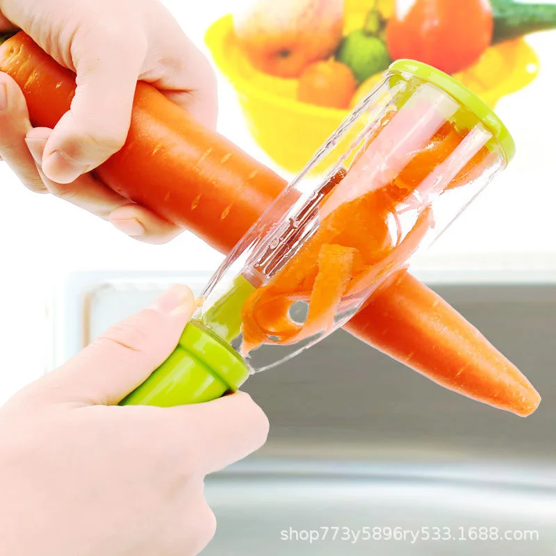 

Peeler With Handle Roll Skin Tube Storage Box Apple Carrot Cucumber Stainless Steel Multi-Function Storage Type Peeling Knife