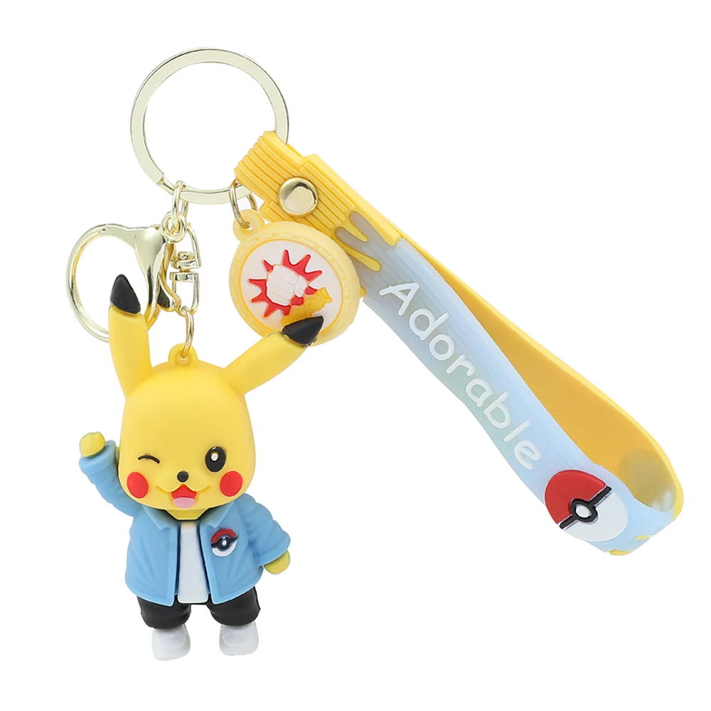 

Pokemon Action Figure Keychain Pokémon Cute Pikachu Psyduck Squirtle Keyrings Backpack Car Pendant Key Holder For Boys Girls
