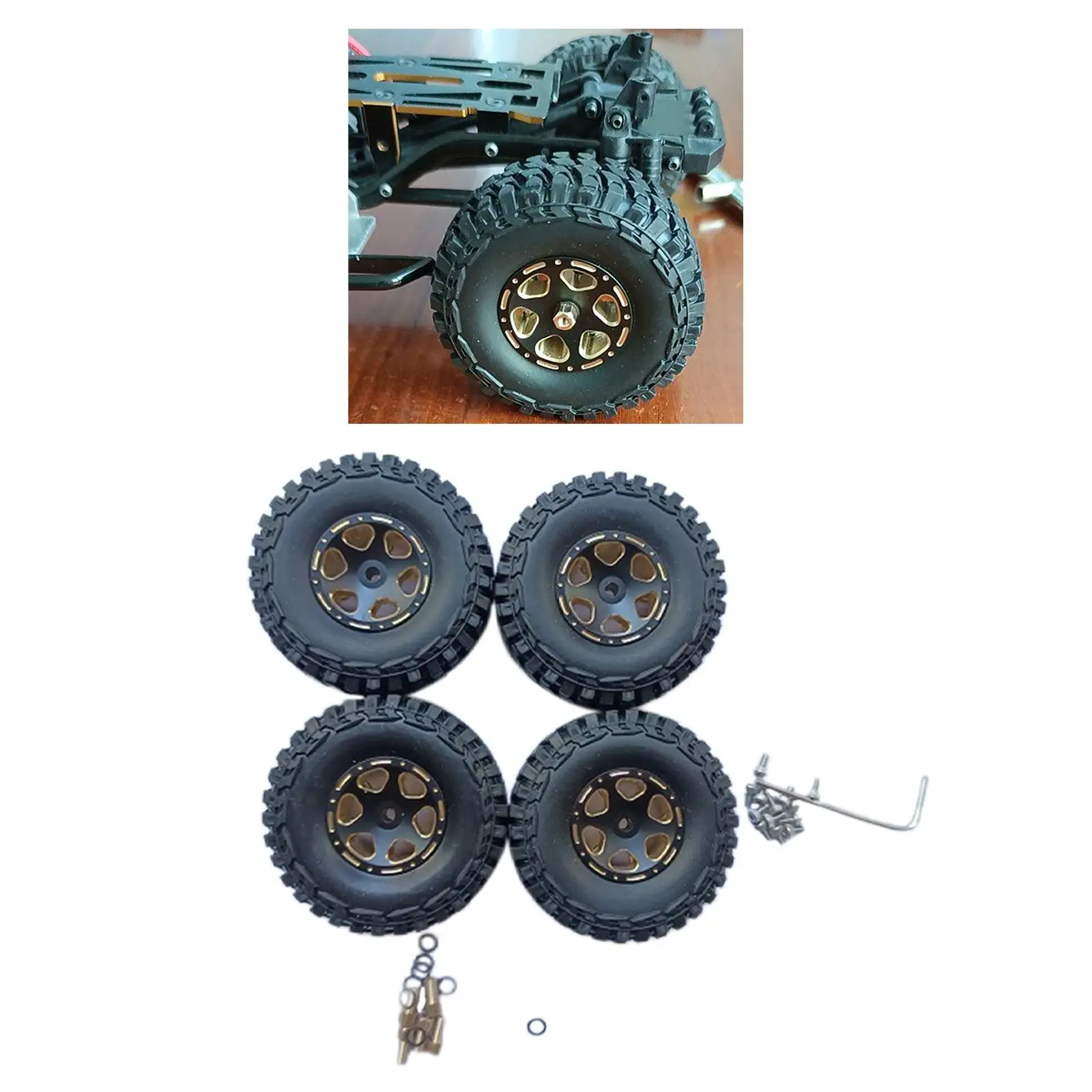 

1:24 RC Tires and Wheels Rim Set for SCX24 Axi0005 Modified Car Truck Vehicles DIY Accessory