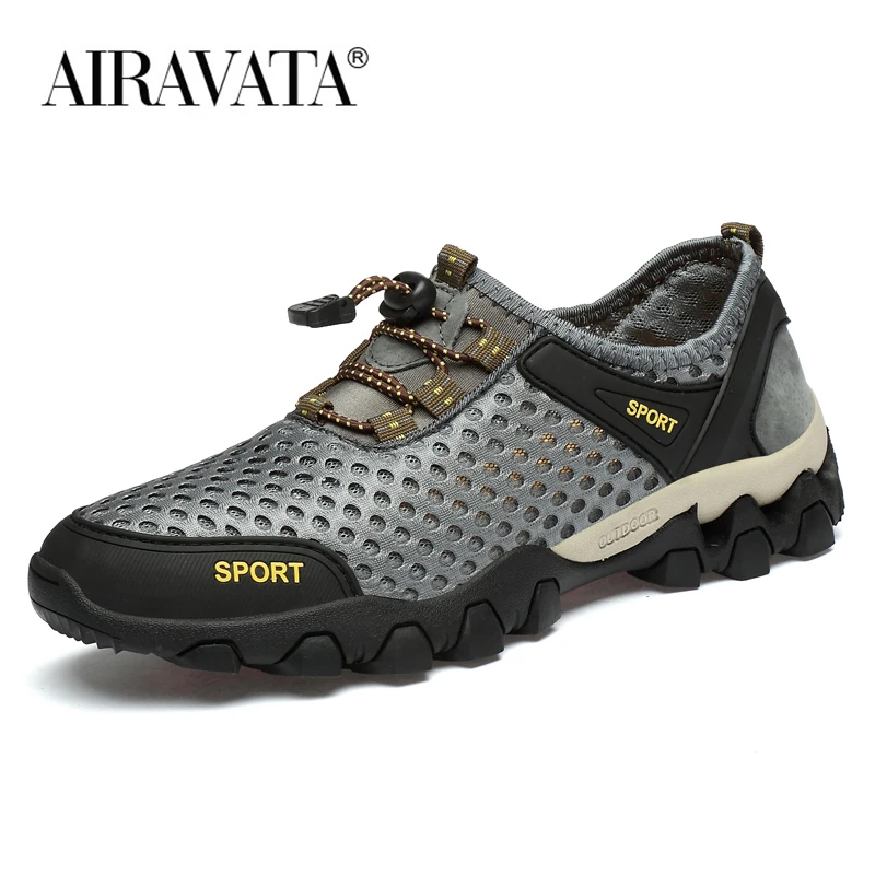 Mens Mesh Hiking Shoes Water Shoe Slip-on Breathable Sports Shoes Anti-Skidding Male Outdoor Sneakers
