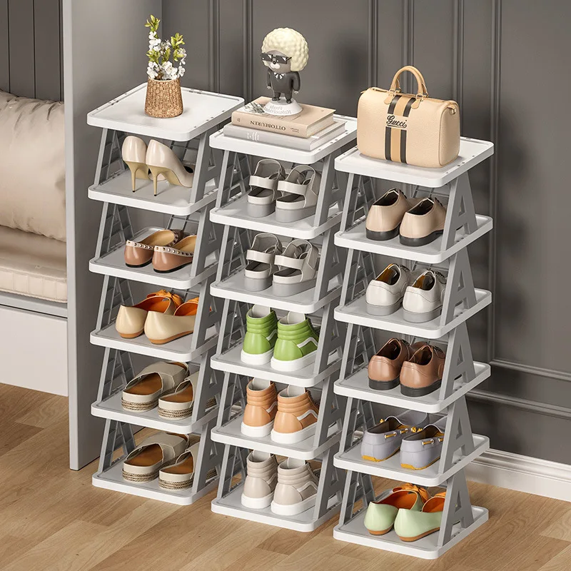 

Stackable Shoe RackEasy-assembled Shoe Organizer and Storage Plastic Shoes Cabinets 2-9Layers Space-Saving Closet Shoes Shelf