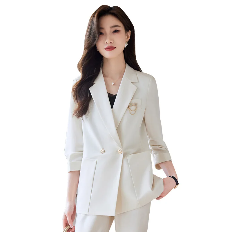 

Spring Women's Suit 2023 New Fashion Two-piece Professional Wear Korean Version of The Suit Three Quarter Jacket Pants Suit