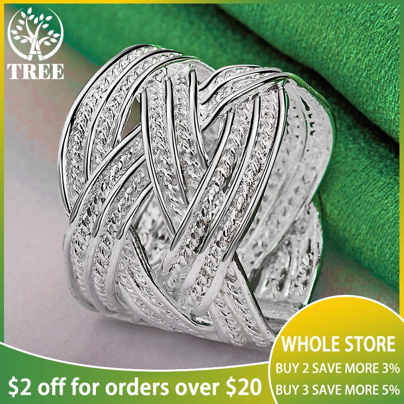 

925 Sterling Silver High Quality Women Cross Weaving Ring Fashion Party Wedding Engagement Christmas Charm Jewelry Birthday Gift