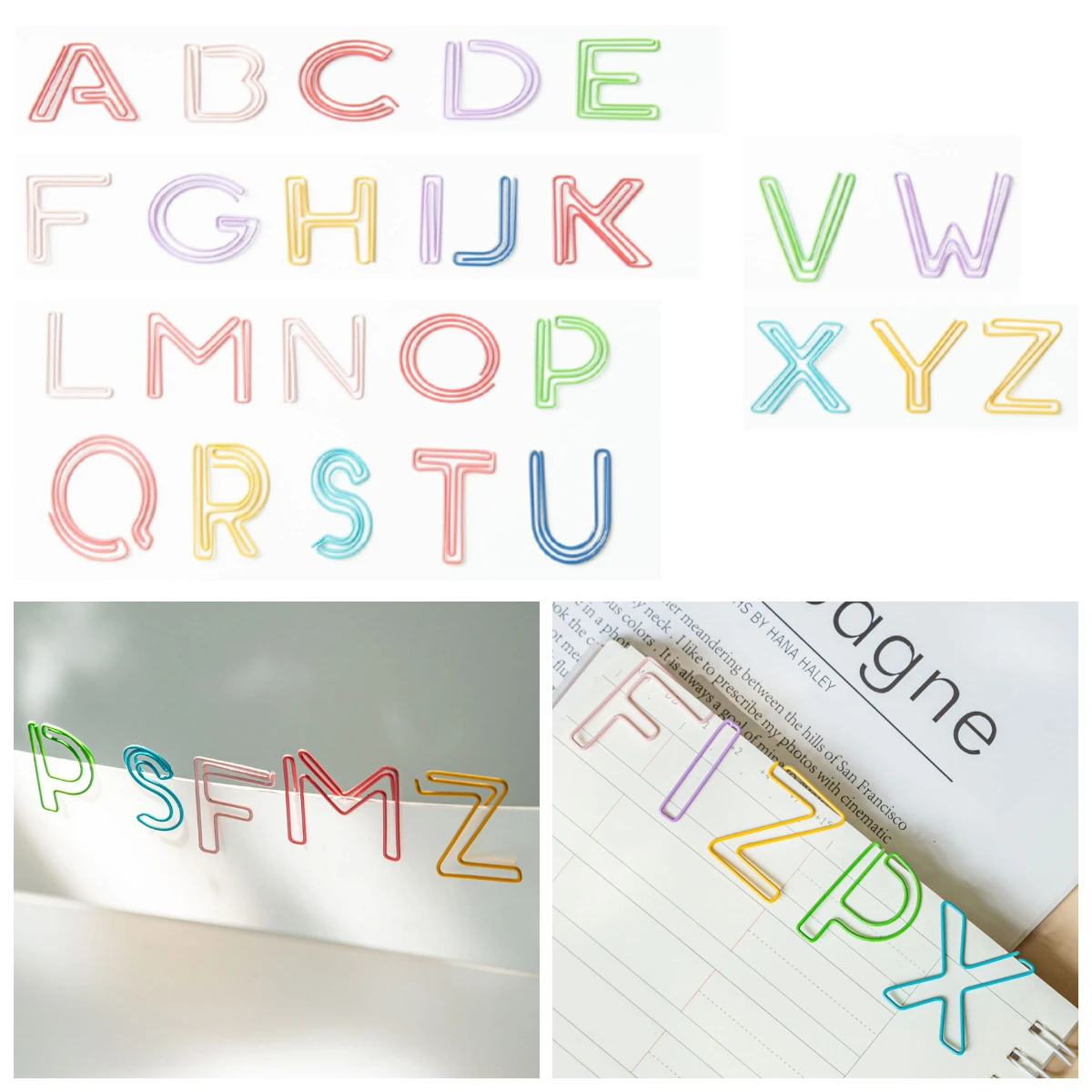 

26Pcs Creative Alphabet Paper Clips Cute Metal Binder Clips Photos Tickets Notes Clip Stationery Clips Paper File Organizer Clip