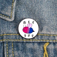 bi pride bee you printed pin custom brooches shirt lapel teacher tote bag backpacks badge cartoon gift brooches pins for women