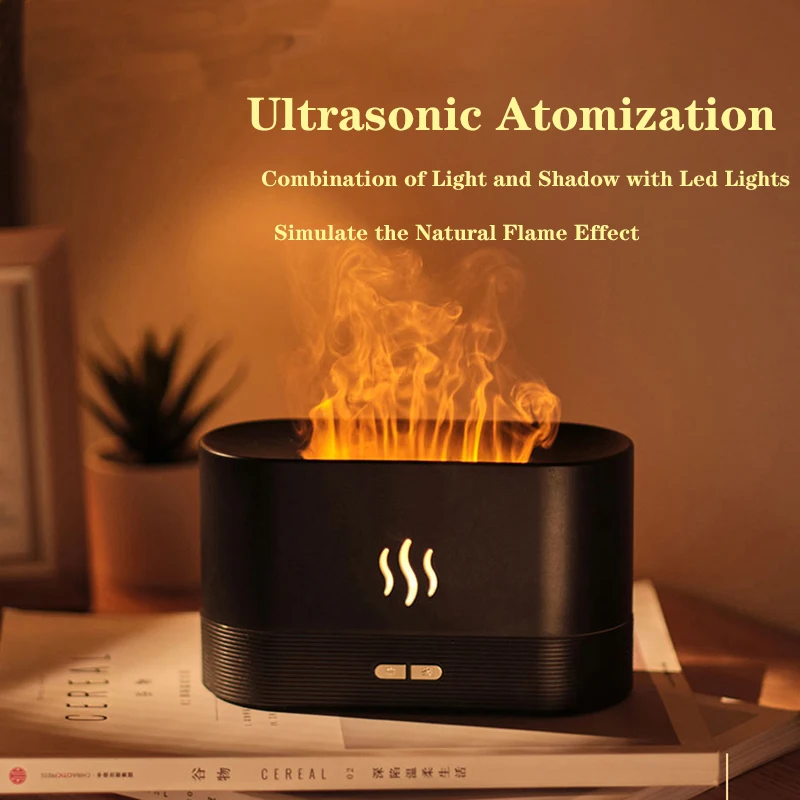 Z3 Air Humidifier Auto-Shut Off with Realistic Flame Mist Maker Aromatherapy Diffuser USB for Home Living Room SPA Office