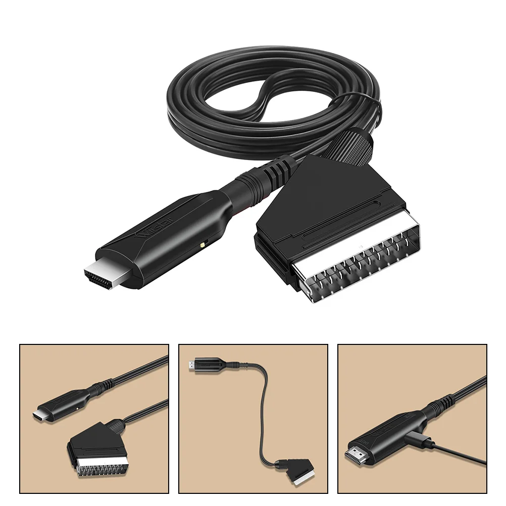 

Video Converter Cable 1080P Audio Scart Cord Adapter Scaler Dvd