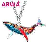 arwa enamel alloy floral lovely sea whale necklace pendant gifts ocean fish fashion jewelry for women teens girls accessories