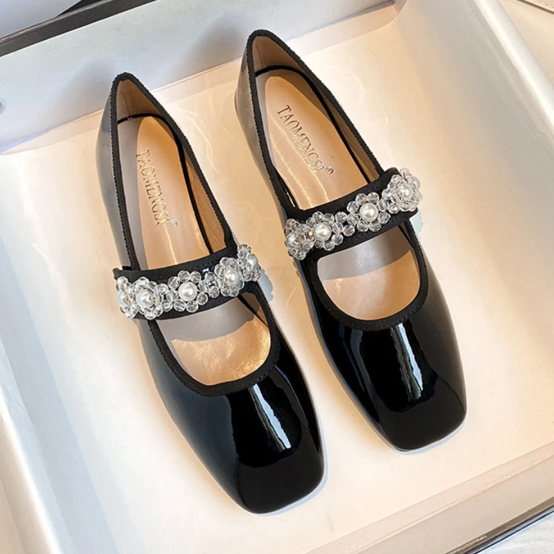 

Женские элегантные туфли на низком каблуке с квадратным носком, черные туфли-лодочки, Туфли Мэри Джейн, женские дизайнерские туфли в стиле "Лолита", 2023