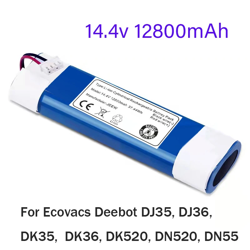 

14.4v 12800mah robô aspirador de pó bateria para ecovacs deebot dj35, dj36, dk35, dk36, dk520, dn520, dn55