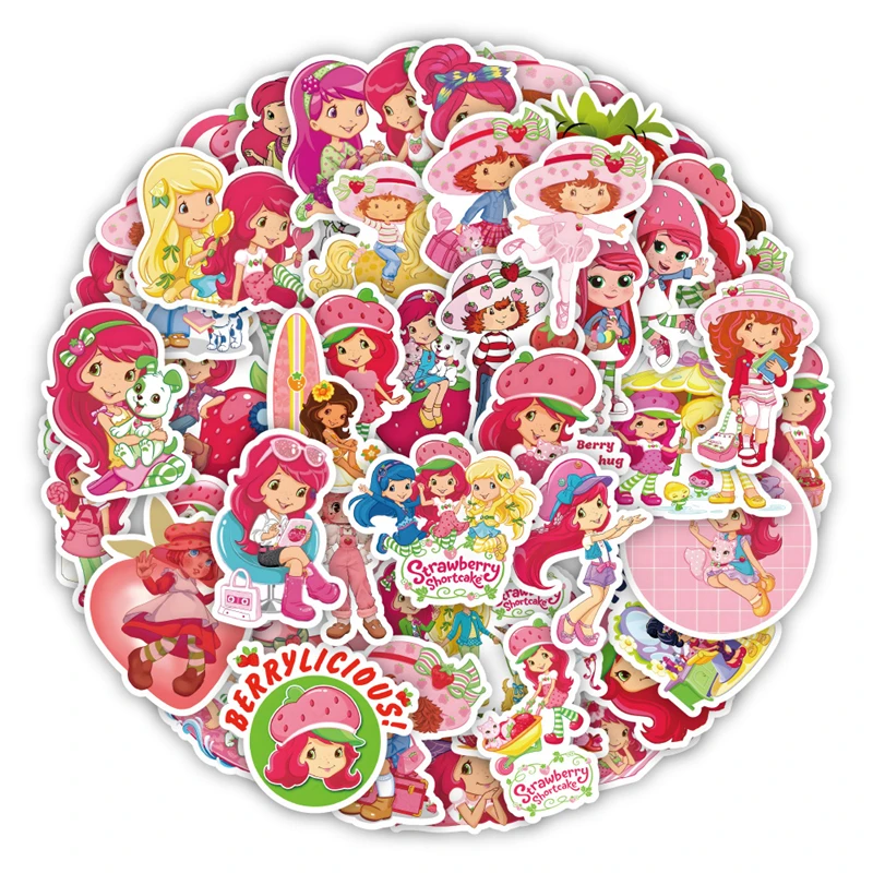 

Cartoon Anime Kawaii Strawberry Shortcake Stickers for Laptop Suitcase Stationery Waterproof Decals Album Kids Toys Gifts
