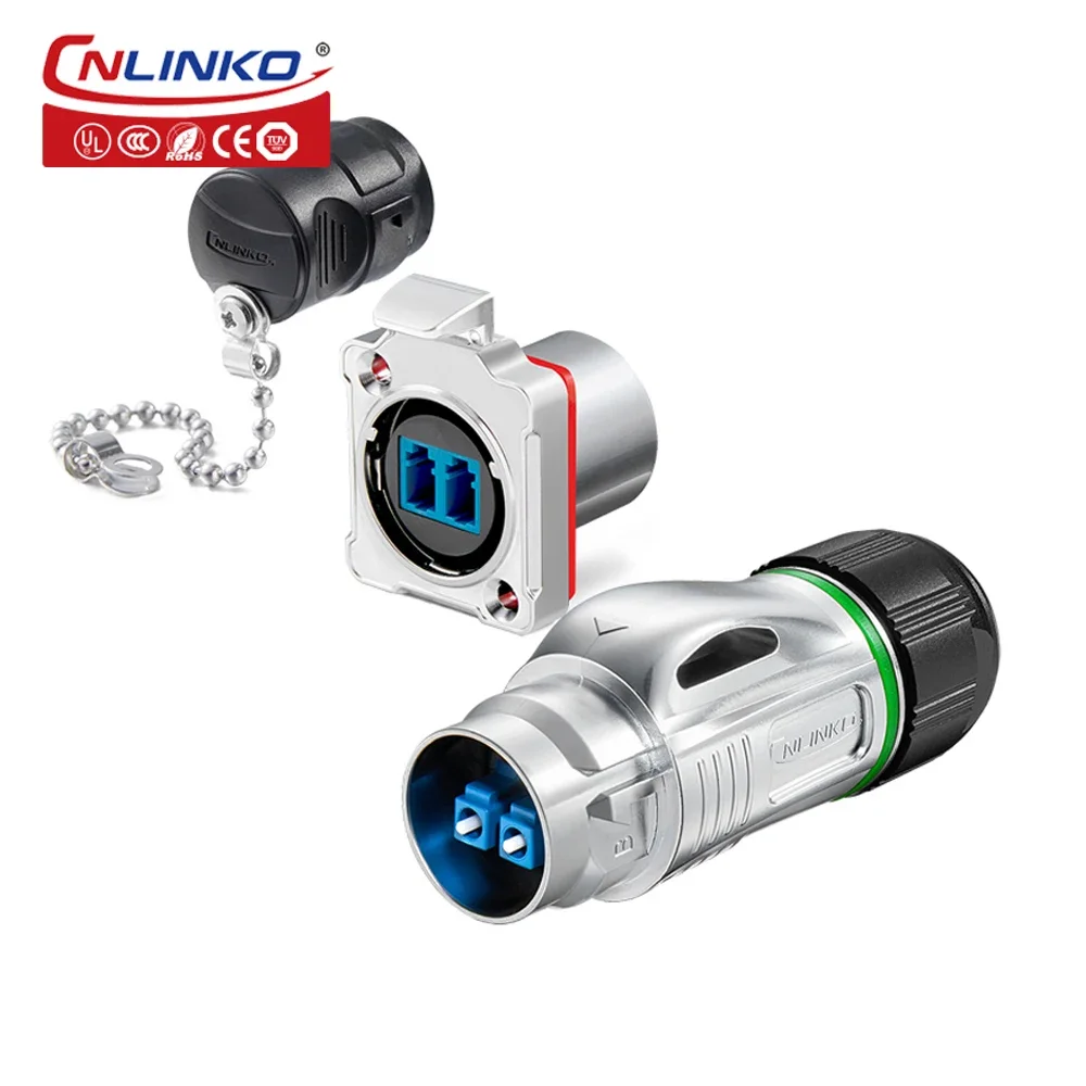 

CNLINKO M24 metal circular shell fiber optic plug IP67 waterproof LC fiber optic connector wireless set