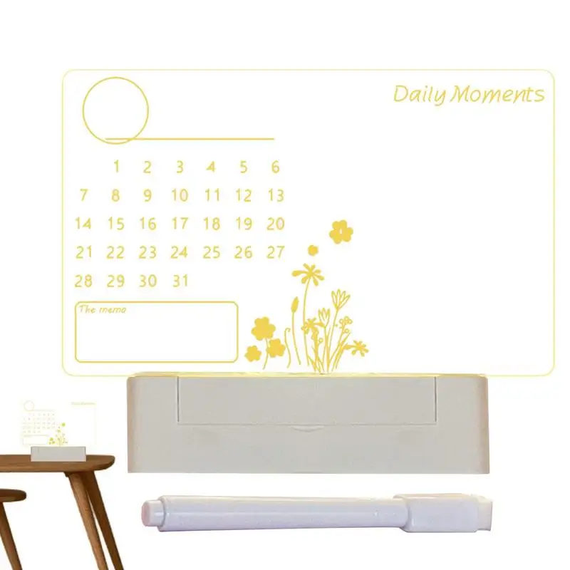 

Acrylic Dry Erase Board Desk Calendar Message Boards With Stand Rewritable Table Desk Lamps With Pen For Bedroom Or Living Room