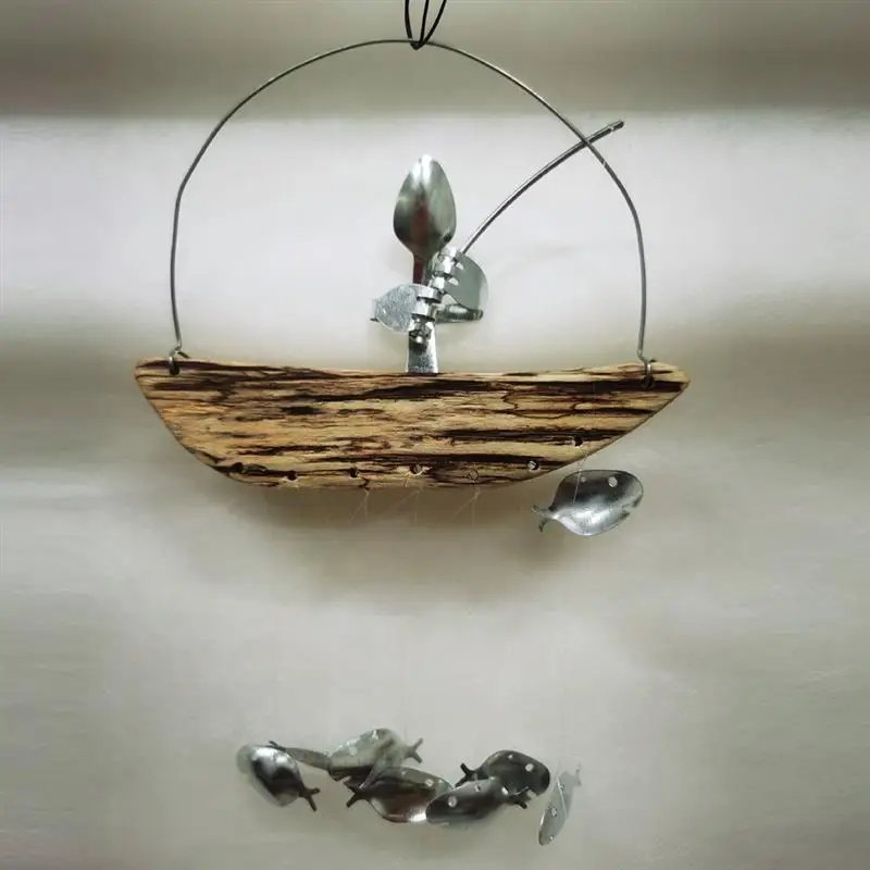 

Fashion Home Garden Wind Chime Fishing Man Style Hanging Bell Spoon Head Home Decorative Accessories Outdoor Home Pendant