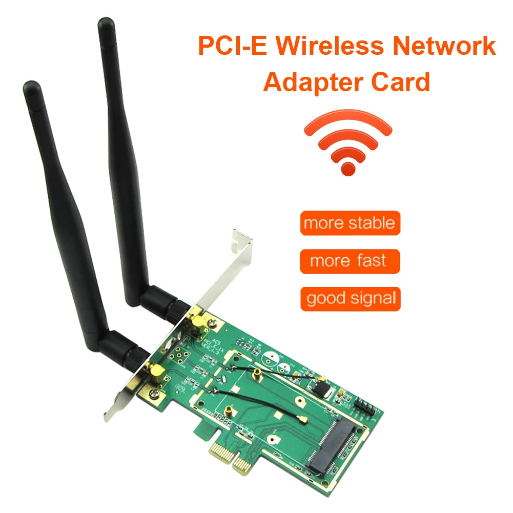 

Mini PCI Express to Desktop PCIe Adapter Card Wireless Network Card WiFi Bluetooth-compatible Converter with 2 Antenna