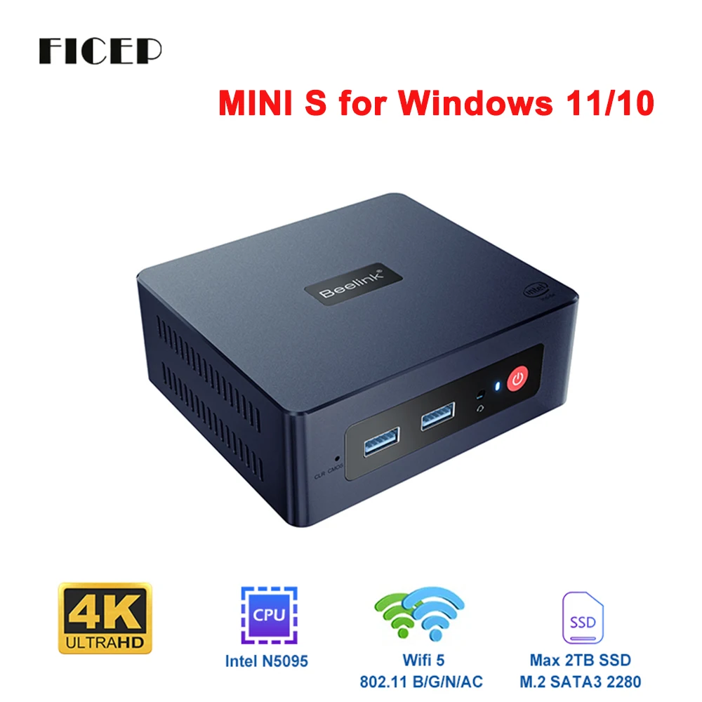 

Beelink Mini S Windows 11 Mini PC Intel Celeron N5095 8GB 128G 256GB 1000M LAN WiFi5 SSD Desktop Gaming Computer Mini PC PK U59