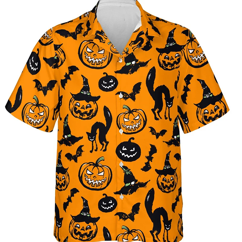 

Рубашки для Хэллоуина с 3d принтом Мужские Женские Гавайские рубашки рождественские блузки рубашка с лацканами для Хэллоуина мужская одежда
