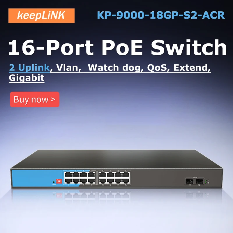 18-Port Gigabit Ethernet SOHO Unmanaged with 16-Ports PoE Switch