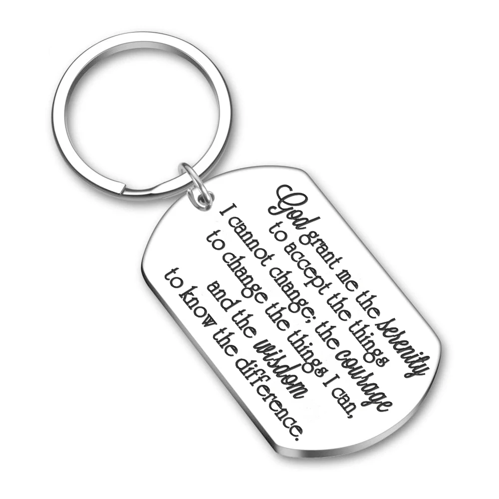 

Christian Stainless Steel Keychain Prayer Gift Sober Recovery Jewelry Accessories Women Men's Religious Gift Keyring for Him She