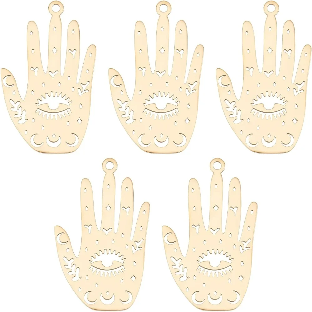 5 шт. Золотая подвеска на руку Хамса из нержавеющей стали защитная Fátima Palm третий