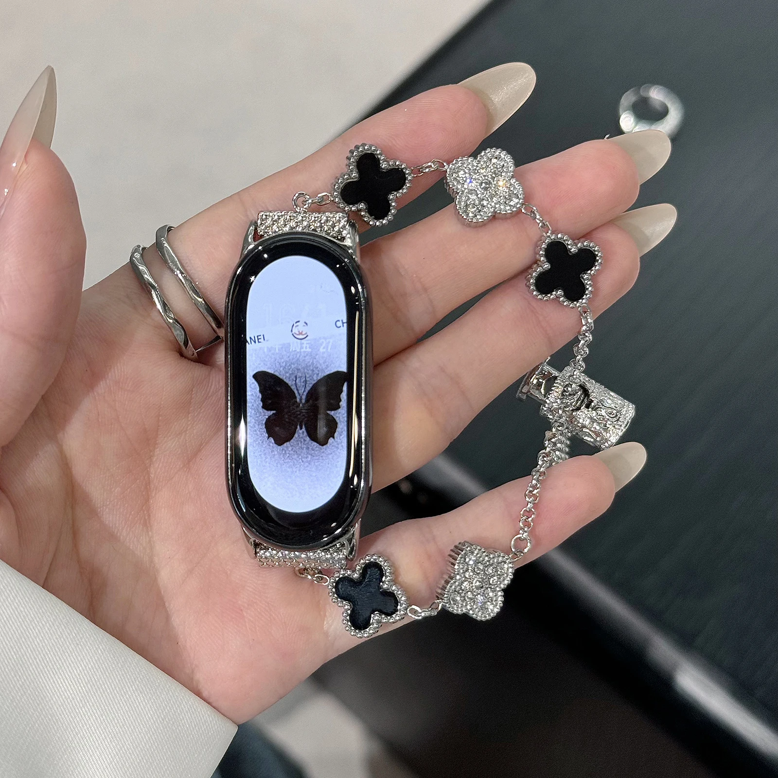 Ремешок Lucky Clover с бриллиантами для Xiaomi Mi Band 9 Pro регулируемый браслет часов 8