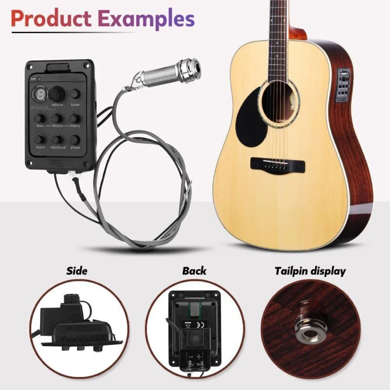 4 Band 301 Guitar Pickup EQ Tuner Piezo Blend Acoustic LCD Tuner Guitar Pickup Control System Accessories