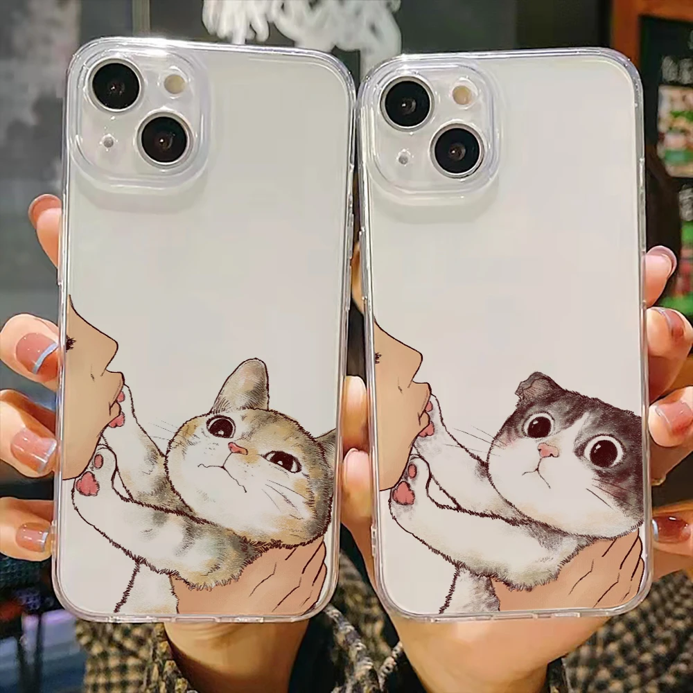 

Cute Cat Luxury Ultra Thin Clear Phone Case For Apple iPhone 11 12 13 Pro Max Mini X XR XS Max SE 6 6s 7 8 Plus Black