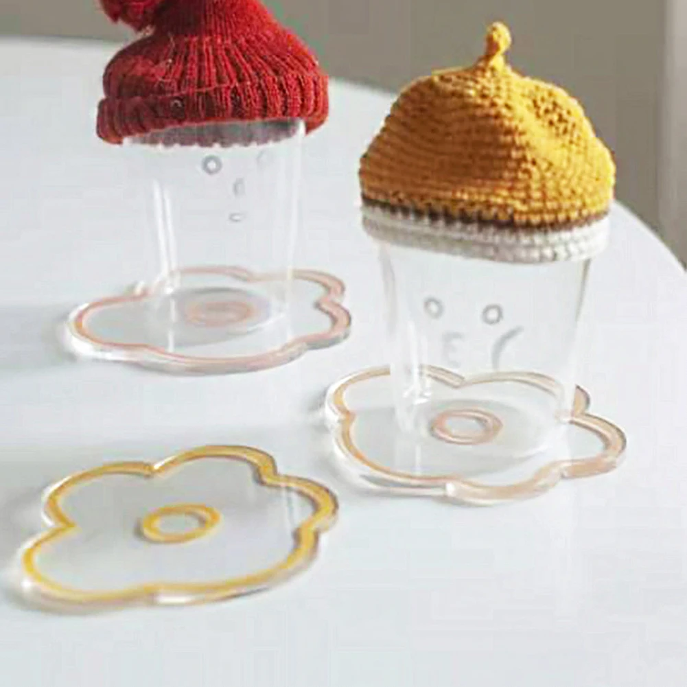 

1PCS Insulation Pad Household Coaster Cushion Flower Acrylic Soft Glue Thickened Bowl Mat Dining Table Insulation Placemat Table