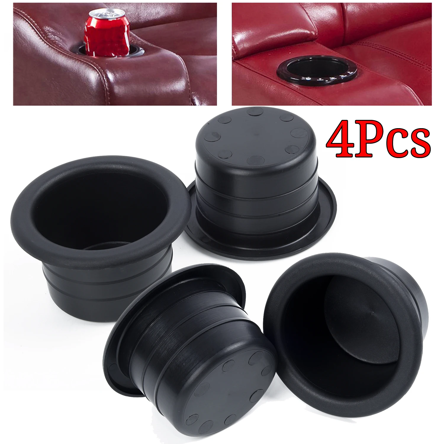 

4pcs Plastic Black Cups Water Bottle Drink Holder Organizer For RV Car Marine Boat Trailers Camper Inner Accessory