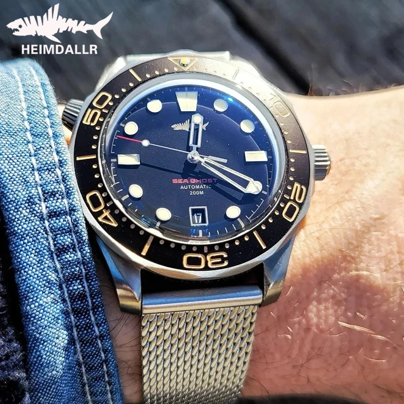 HEIMDALLR Титановые мужские дайверские часы Sea Ghost NTTD 200M
