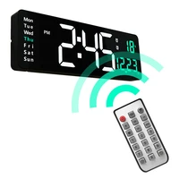chuhan large digital led wall clock calendar with dual alarm temperature thermometer for bedroom living room table desktop decor