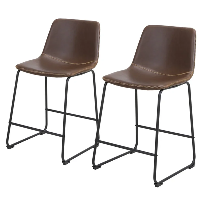 

2pcs Wrought Iron Bar Stool Medium Height 47*35*87cm Dark Brown