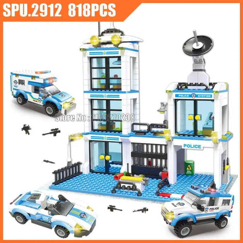 

326 818pcs Urban Police Station Headquarters Swat Car Vehicle 6 Dolls Building Blocks Toy Children