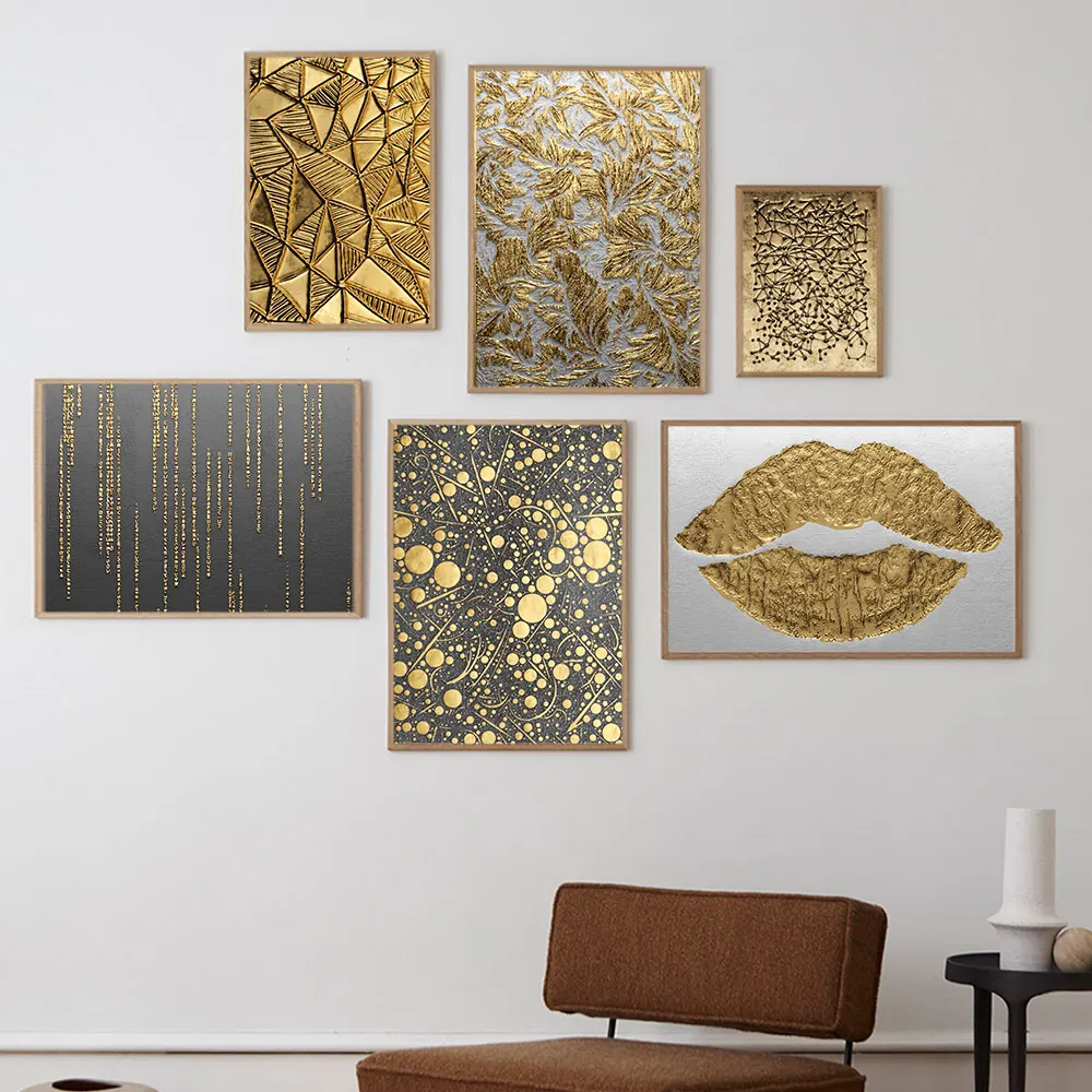 

Nordic Luxury Golden Solid Geometry Posters and Prints Decorative Paintings Abstract Wall Art for Porch Corridor Home Decor