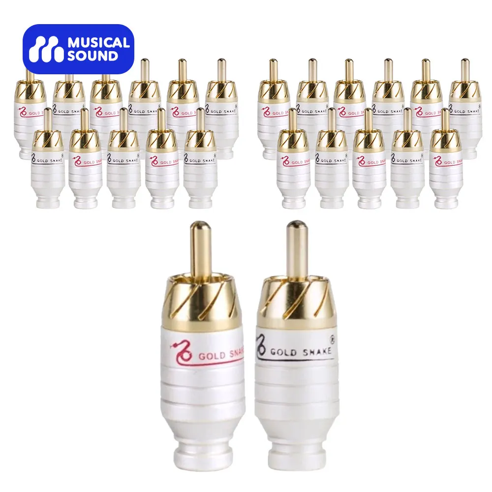 

Musical Sound 24k Gold Plated RCA Plug Connector HI-FI RCA Adapter for Audio Cable Audio RCA Adapter Jack